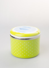 Food Container Tiffin or lunchbox on background.