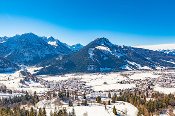 panoramic view from oberjoch in winter