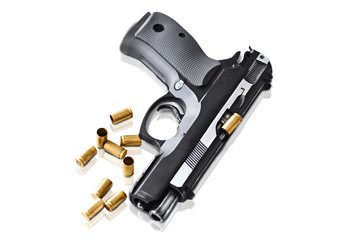 Obraz premium real hand gun pistole 9mm isolated