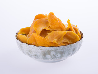 mango dry in bowl or dried mango slices.