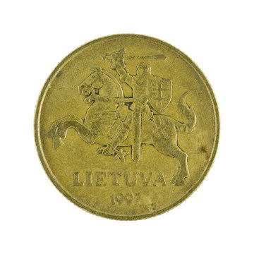 50 lithuanian centu coin (1997) isolated on white background