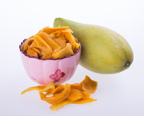 mango dry in bowl or dried mango slices.