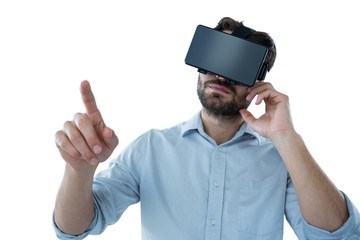 Man using virtual reality headset