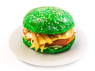 green Burger on the plate