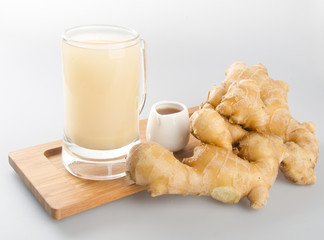 Ginger tea or Ginger tea with haney on background.