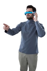 Man using virtual reality headset