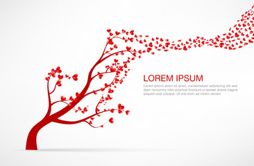 005 Heart Tree element for valentine day and wedding card decora