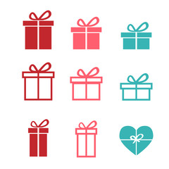 Set of gift icons and symbol, vector