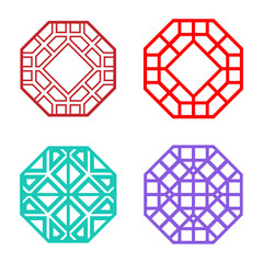 Set of Hexagon Korean pattern window frame