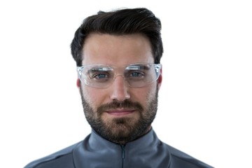 Man wearing protective eyewear