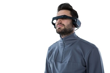 Man using virtual reality headset