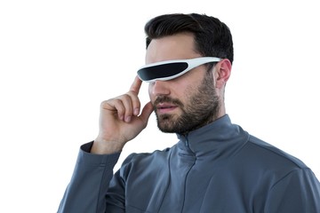 Man using virtual reality glasses