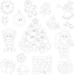 Christmas candy cane, gingerbread man, deer and bauble