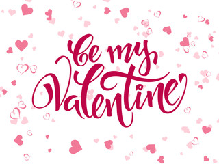 vector hand lettering valentines day greetings text with heart shapes