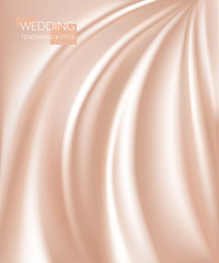 vector illustration of smooth elegant luxury cream silk or satin texture. Can be used as background - 132205083
