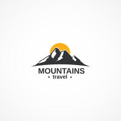 Fototapeta na wymiar Mountains travel logo.