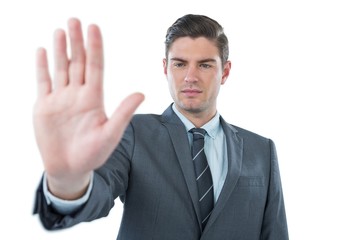 Businessman using futuristic digital screen