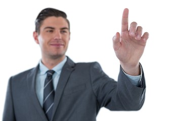 Businessman using futuristic digital screen