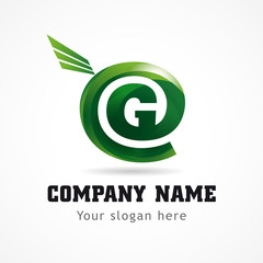 Letter G green flying abstract brandname sign. Branding vector logo G design. Business icon. Technology, networking administration, geological research or green energy symbol.