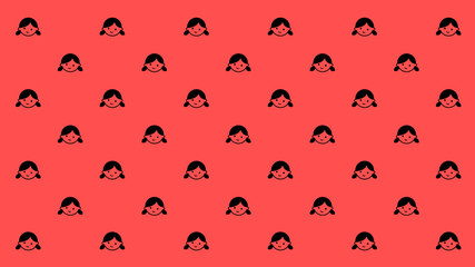 HAPPY DAUGHTER PATTERN
Happy girl with ponytails are smiles has been arranged as pattern on the pink background.