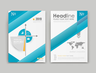 A4 brochure cover design. Ad frame font. Title sheet model. Creative vector front page. Abstract flyer set. Banner texture. Blue colored reference lines icon. Coordinate axis. Financial project fiber