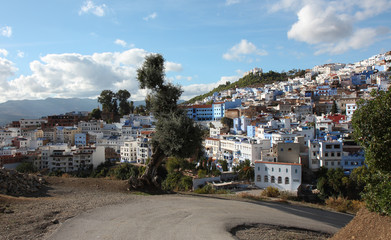 Obraz premium the road leading to the city of Chefchaouen,Morocco