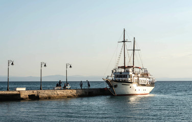 Anchored boat on the waterfront