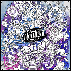 Cartoon cute doodles hand drawn nautical illustration