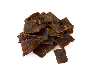 beef jerky isolated on white