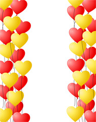 Red and Yellow heart shaped balloons background