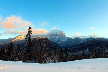 View of the snowy mountains. High Tatra. Slovakia.