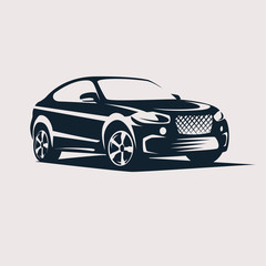 Obraz na płótnie Canvas Car symbol logo template, stylized vector silhouette