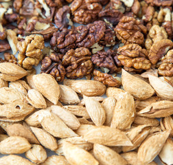 Walnuts and almonds texture
