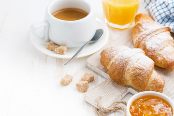 traditional breakfast with fresh croissants