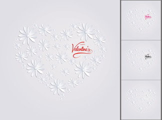 paper daisy heart valentine's day - set vector card / background ( love , romantic , valentine ) - 132209228