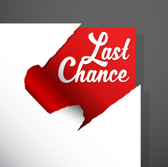 'Last Chance' text uncovered from teared paper corner.