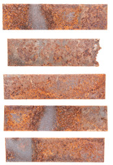 rusty metal plate isolated on white background. Set