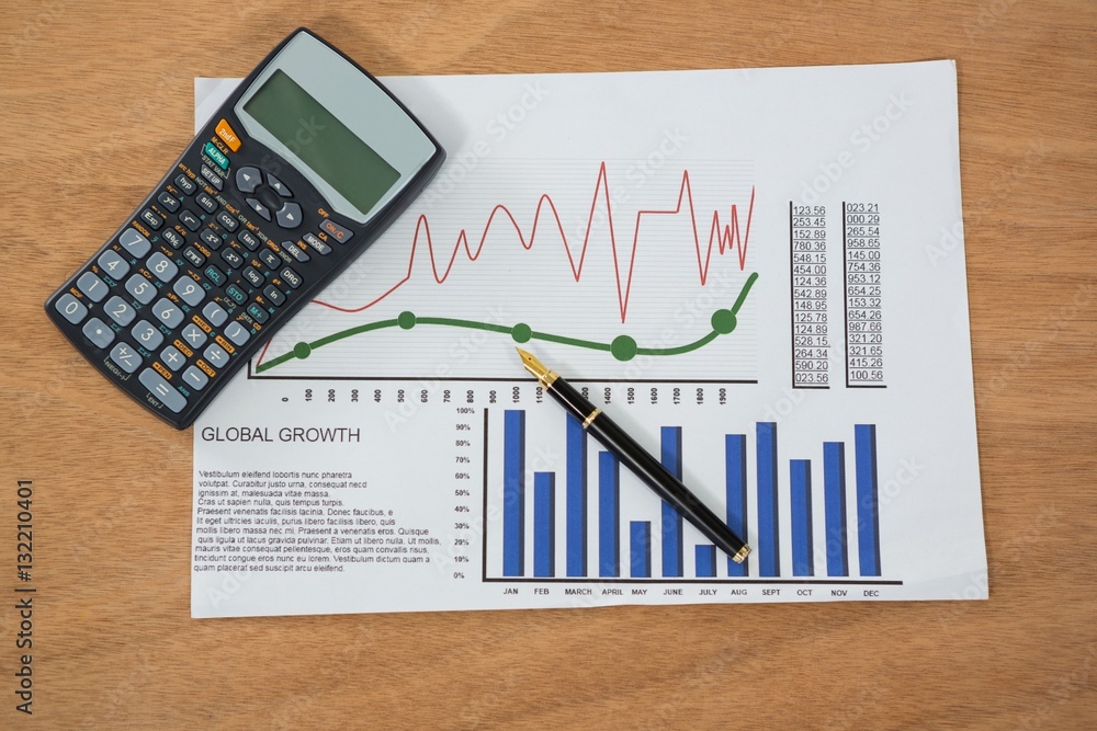 Poster Graph with calculator and pen