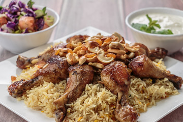 Chicken Mandi with Yougurt and Salar Horizontal