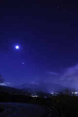 Starry Sky and Mount Fuji from Lake Yamanakako observatory