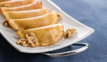 Walnut Qatayef on Blue