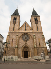 Fototapeta premium Sacred Heart Cathedral exterior in Sarajevo