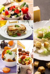 Collage from different pictures of tasty food