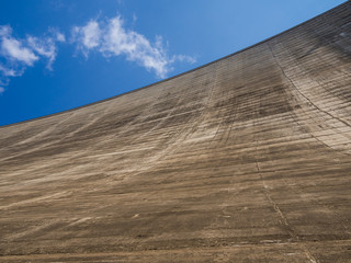 Impressive concrete wall of Katse Dam hydroelectric power plant in Lesotho, Africa