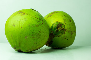 Green coconut fruit isolated on white background.Fresh coconut isolated.