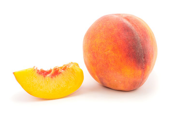 Ripe peach fruit isolated on white background cutout