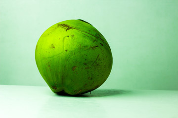 Green coconut fruit isolated on white background.Fresh coconut isolated.