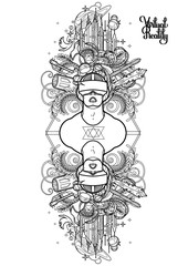 Graphic man wearing virtual reality headset