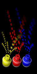 bottles of nail Polish, nail Polish, clear glass to change the color, fireworks stars.Vector illustration.