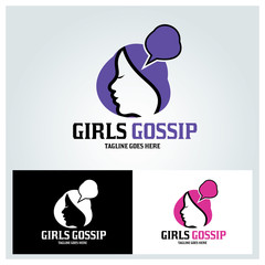 Girls gossip logo design template ,Think logo design concept ,Vector illustration